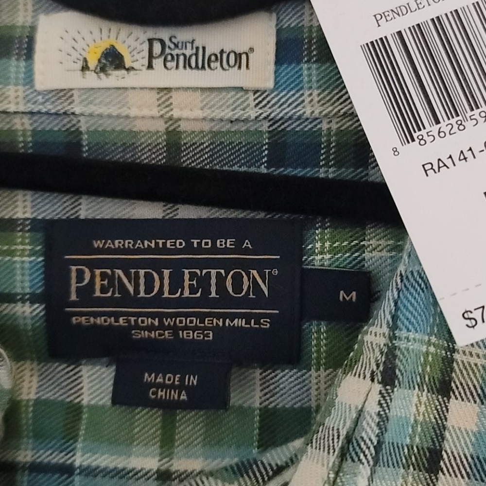 PENDLETON surf long sleeve plaid shirt NWT